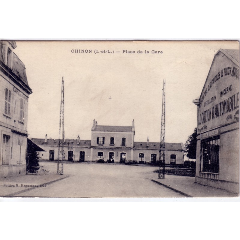 CHINON - PLACE DE LA GARE - GARAGE LOCATION D' AUTOMOBILE - CARTE NEUVE