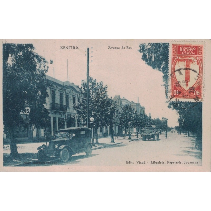 KENITRA - AVENUE DE FEZ - CARTE POSTALE DATEE DE 1929.