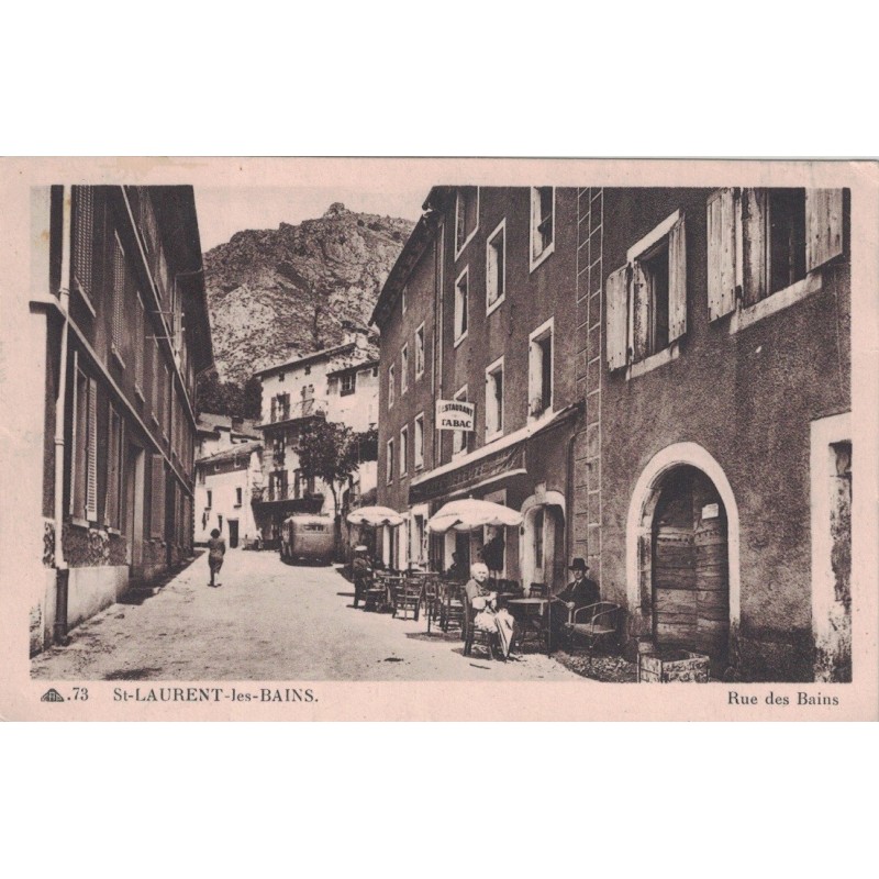 SAINT LAURENT LES BAINS - RUE DE BAINS - ANIMATION - LE CAFE - CARTE DATEE DE  1939.