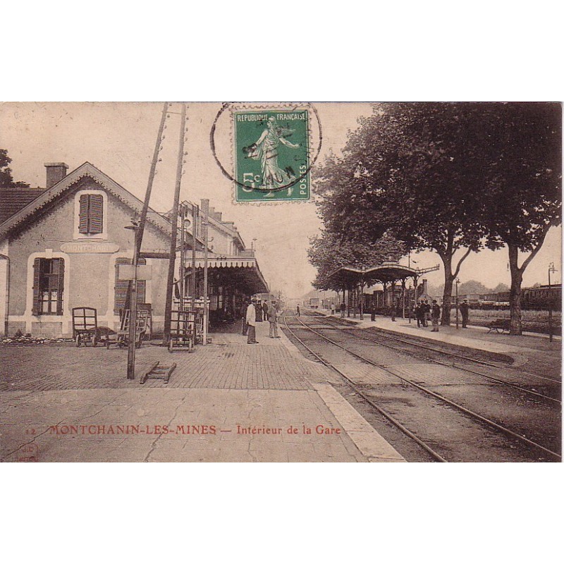 SAONE ET LOIRE - MONTCHANIN-LES-MINES - INTERIEUR DE LA GARE - CARTE DATEE DE 1912.