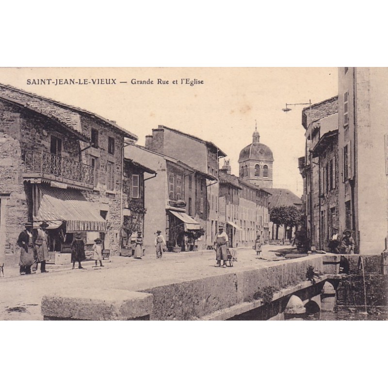 SAINT-JEAN-LE-VIEUX - GRANDE RUE ET L'EGLISE.