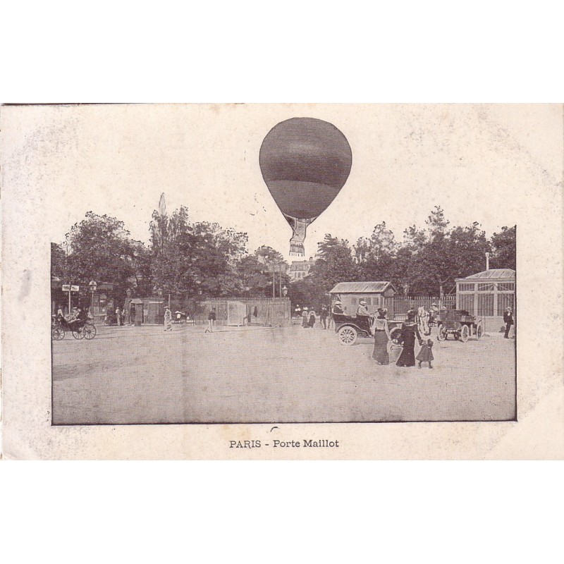 PARIS - PORTE MAILLOT - BALLON MONGOLFIERE HAUT DESSUS DE LA PLACE..