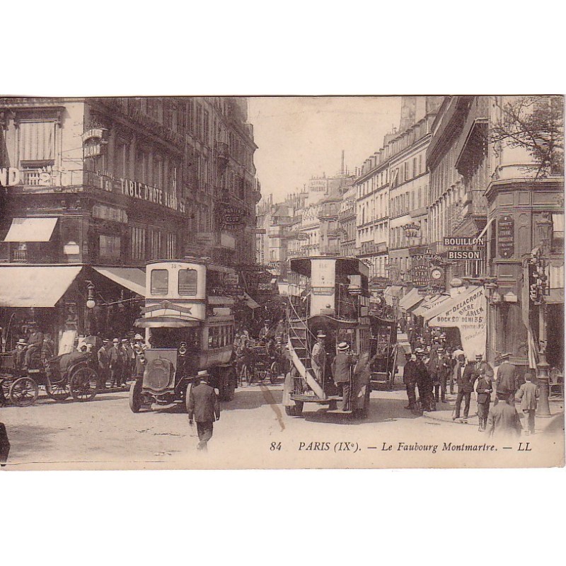 PARIS - LE FAUBOURG MONTMARTRE - CARTE DATEE DE 1910.