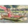 BONNE ANNEE - CARTE GAUFREE - ILLUSTRATION ANGE DANS UNE BARQUE..