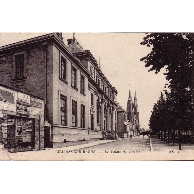 CHALONS SUR MARNE - LE PALAIS DE JUSTICE - CARTE EN FRANCHISE EN 1915.