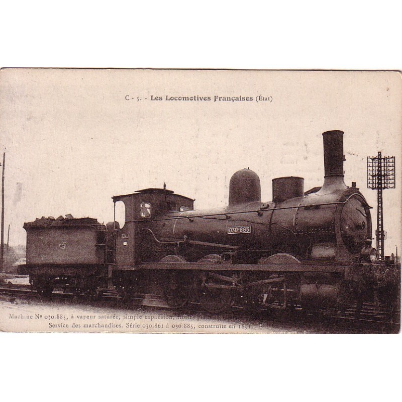 LES LOCOMOTIVES FRANCAISES - MACHINE 030-883 - CONSTRUITE EN 1891.