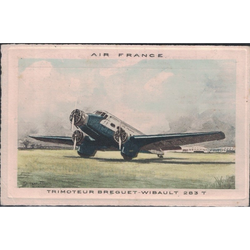AIR FRANCE - TRIMOTEUR BREGUET-WIBAULT - AQUARELLE DE G.PLASSE.