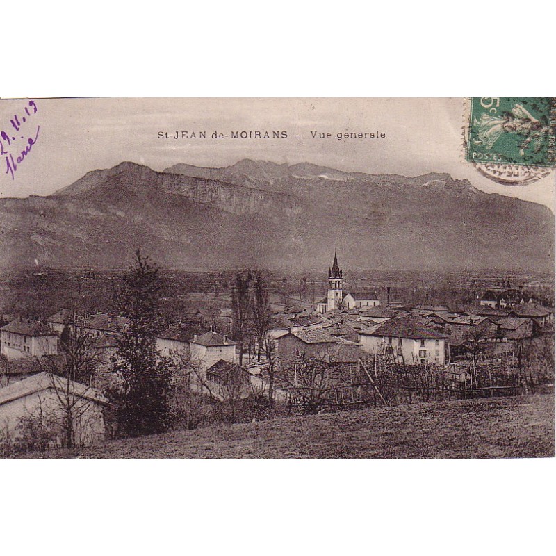 SAINT JEAN DE MOIRANS - VUE GENERALE - CARTE DATEE DE 1919.