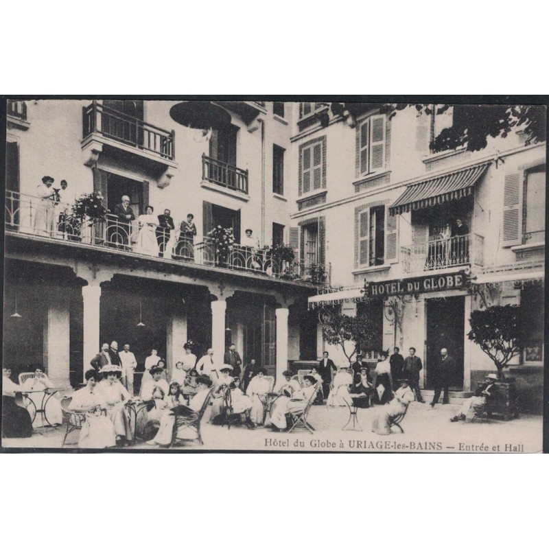 URIAGE LES BAINS  - HOTEL DU GLOBE - ENTREE ET HALL - CARTE POSTALE NEUVE - BELLE ANNIMATION.