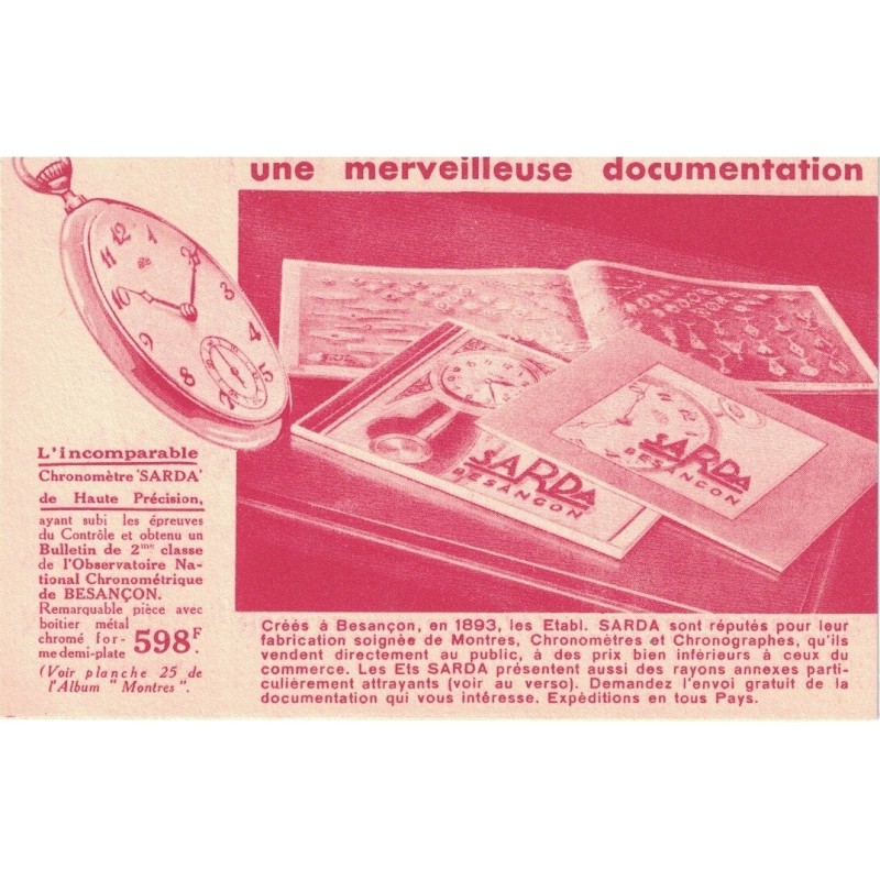 BESANCON - SARDA - CARTE POSTALE PUBLICITAIRE - MONTRES - HORLOGERIE (P1)