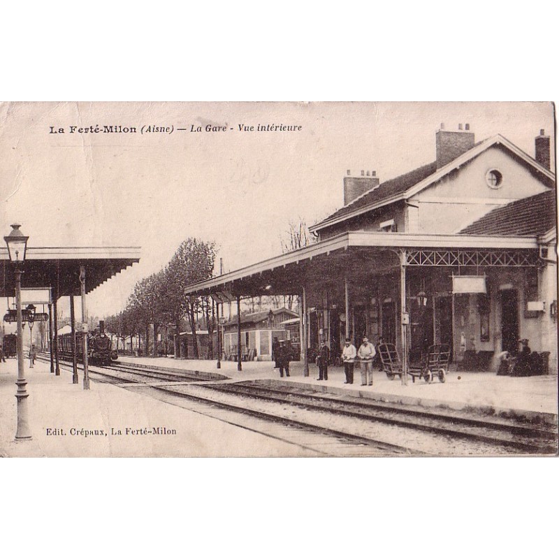 LA FERTE-MILON - LA GARE VUE INTERIEURE - CARTE DATEE DE 1914.