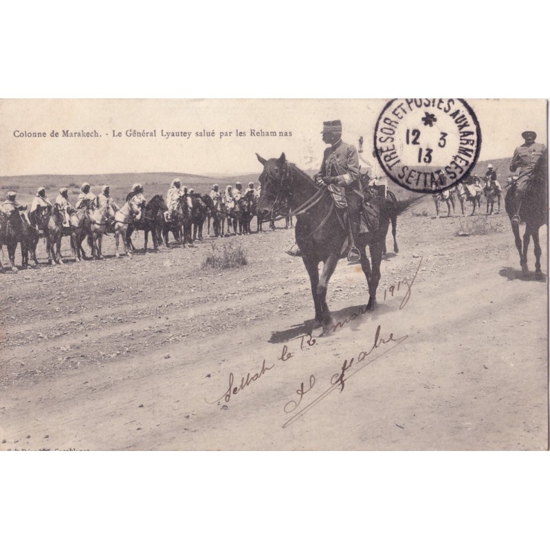 MAROC-TRESOR ET POSTES AUX ARMEES SETTAT LE 12--3-1913.