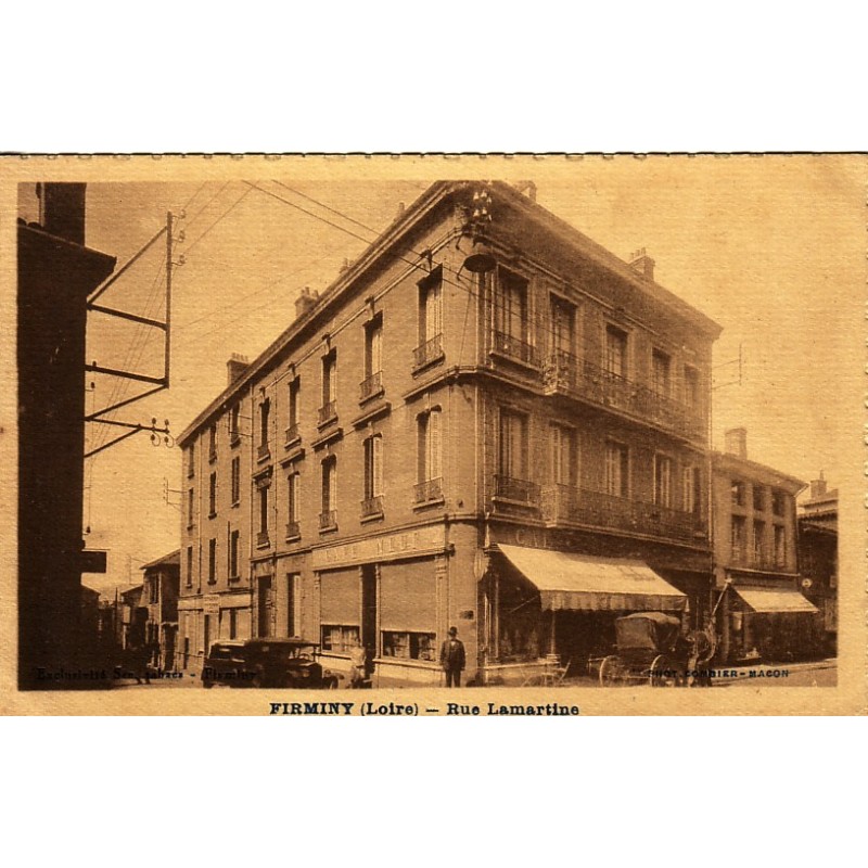 FIRMINY - LE CAFE NEUF - RUE LAMARTINE - AVEC TEXTE  "le fameux café ou le bar ne veut offrir l'apéritif aux dames".