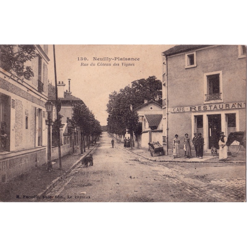 NEUILLY-PLAISANCE - CAFE RESTAURANT RUE DU COTEAU DES VIGNES  - CARTE POSTALE NEUVE.