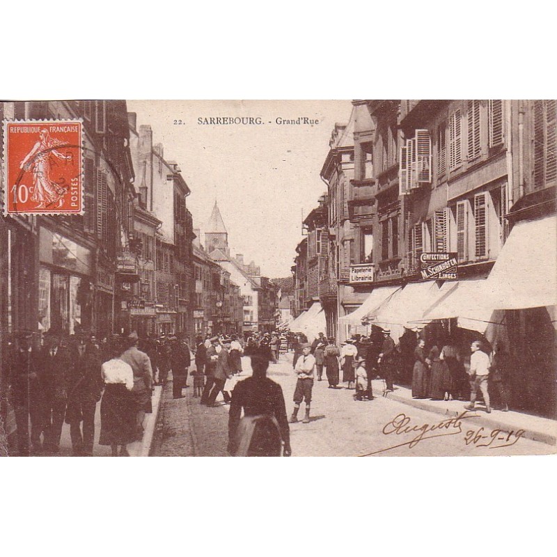 SARREBOURG - GRAND'RUE - CARTE DATEE DE 1919.