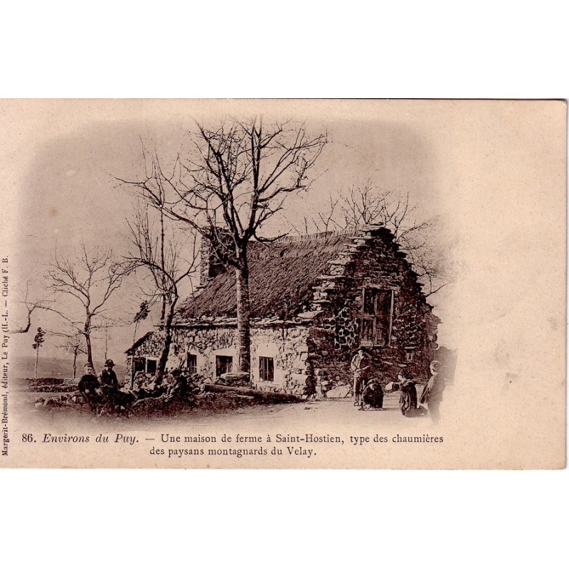 SAINT HOSTIEN - UNE MAISON DE FERME - ANIMATION - CHAUMIERES DES PAYSANS MONTAGNARDS DU VELAY - CARTE NEUVE.