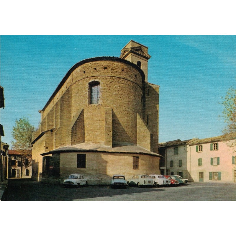 SORGUES - L'EGLISE - LE PARKING ET LES VOITURES - CARTE POSTALE NEUVE.