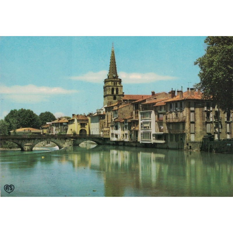 SAINT GIRONS - LE SALAT - LE PONT ET L'EGLISE - CARTE POSTALE NEUVE.