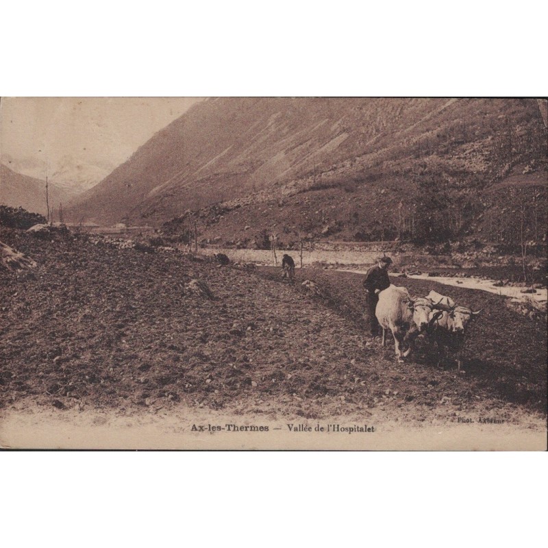 AX-LES-THERMES - VALLEE DE L'HOSPITALET - LABOUREUR - CARTE POSTALE NEUVE.