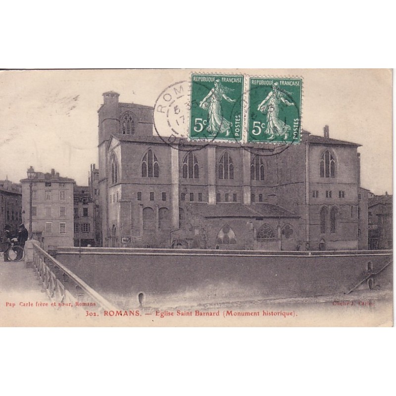 ROMANS - EGLISE AINT BARNARD - CARTE DATEE DE 1908.