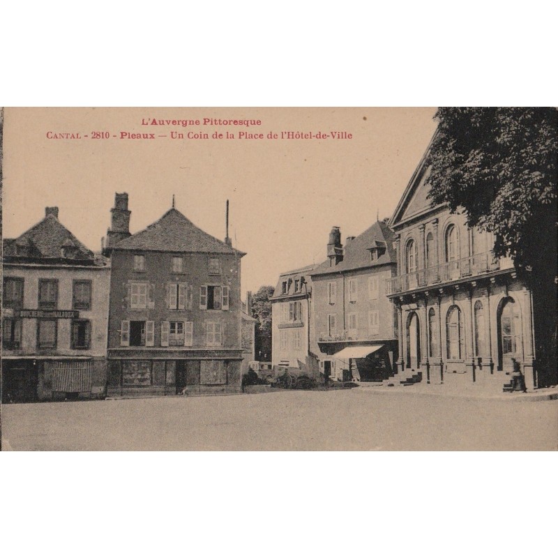 PLEAUX - UN COIN DE LA PLACE DE L'HOTEL DE VILLE - LA BOUCHERIE MALROUX - CARTE POSTALE NEUVE.