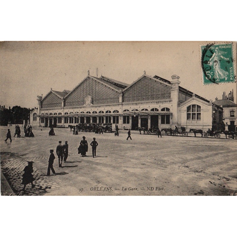 ORLEANS - LA GARE - ANIMATION - CARTE DATEE DE 1914.