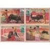 ESPAGNE - ENSEMBLE DE 5 CARTES POSTALES - SUR LES PASSES DE LA CORRIDA - CARTE AVEC TIMBRE REPRESENTANT LA CARTE.