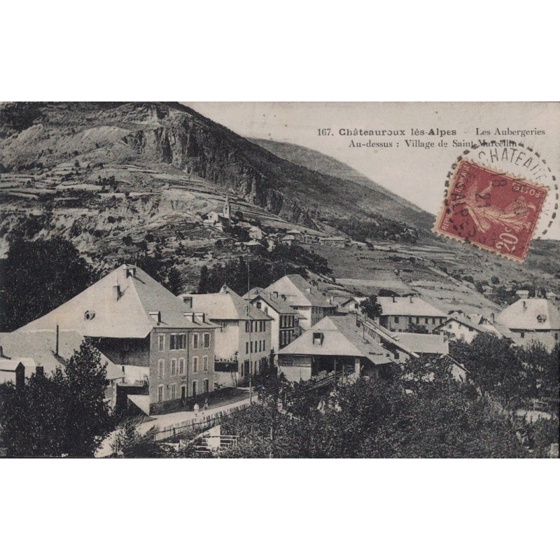 CHATEAUROUX - LES ALPES - LES AUBERGERIES - AU DESSUS VILLAGE DE SAINT MARCELLIN - CARTE DATEE DE 1921.