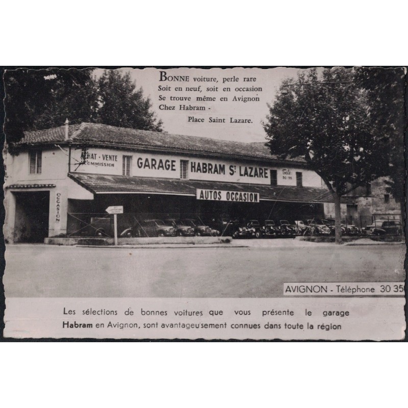 AVIGNON - GARAGE HABRAM ST LAZARE - AUTOS OCCASION - VOITURE - GARAGE - CARTE PUBLICITAIRE - NON CIRCULEE.