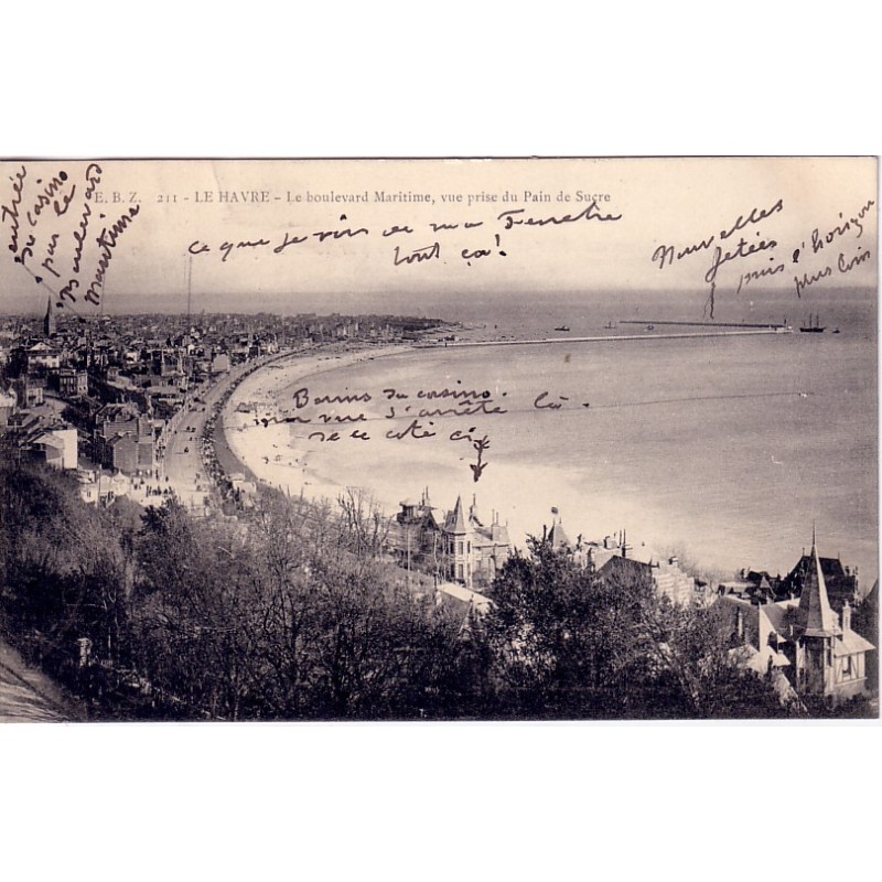 LE HAVRE - LE BOULEVARD MARITIME - VUE PRISE DU PAIN DE SUCRE - CARTE DATEE DE 1906.