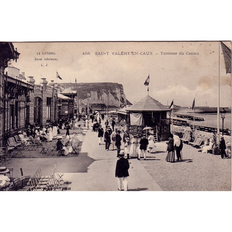 SAINT VALERIE EN CAUX  - TERRASSE DU CASINO - CARTE AVEC TEXTE.