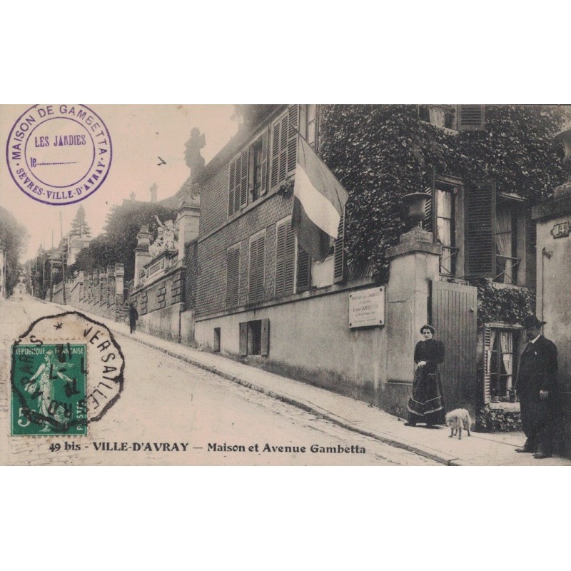 VILLE D'AVRAY - MAISON ET AVENUE GAMBETTA - ANIMATION - CARTE DATEE DE 1912.