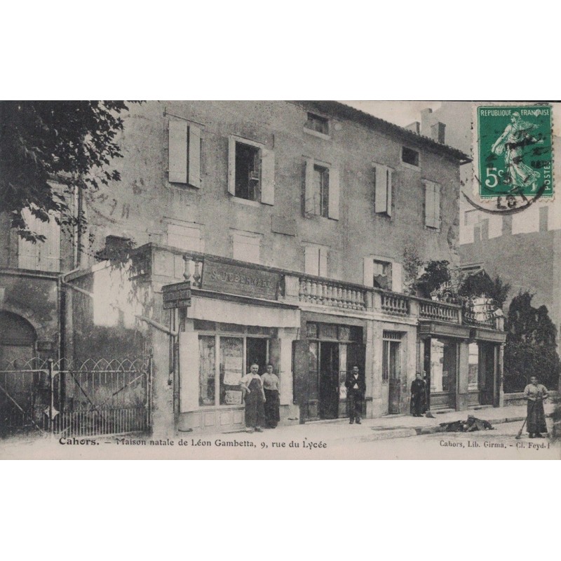 copy of CAHORS - MAISON GAMBETTA - BAZAR GENOIS - CARTE DATEE DE 1911.