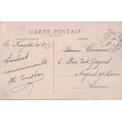 AURILLAC A ENTRAYGUES - L'AUTOBUS DEVANT L'HOTEL DES QUATRE ROUTES - GARE - ANIMATION - CARTE PEU CONNUE DATEE DE 1915..