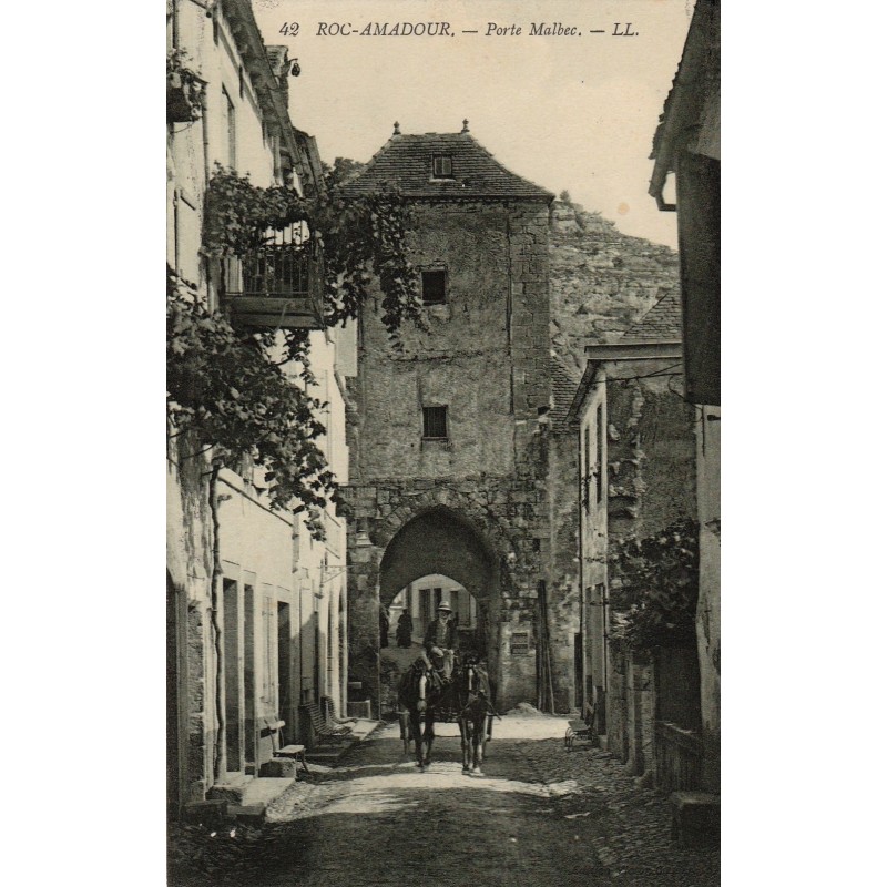 ROCAMADOUR - PORTE MALBEC - ATTELAGE - CARTE NON CIRCULEE.