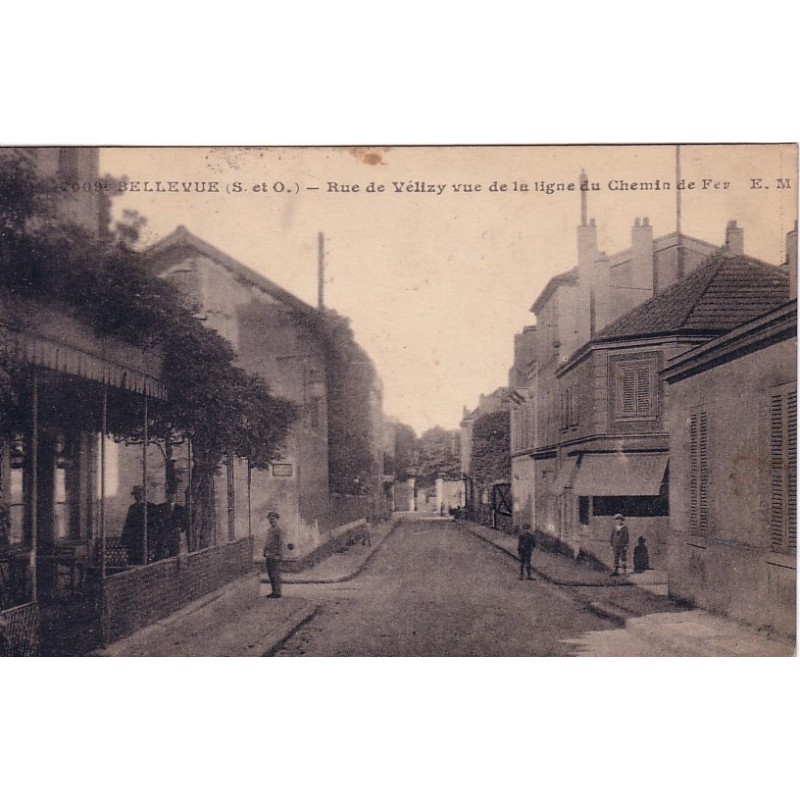 BELLEVUE - RUE DE VELIZY VUE DE LA LIGNE DE CHEMIN DE FER - CARTE DATEE DE 1927.