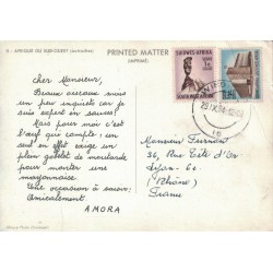 AFRIQUE DU SUD OUEST - WINDHOECK - AMORA- PERIPLE EN AFRIQUE AUSTRALE - 1963/64 - COTE 20€ - PLI D'ANGLE