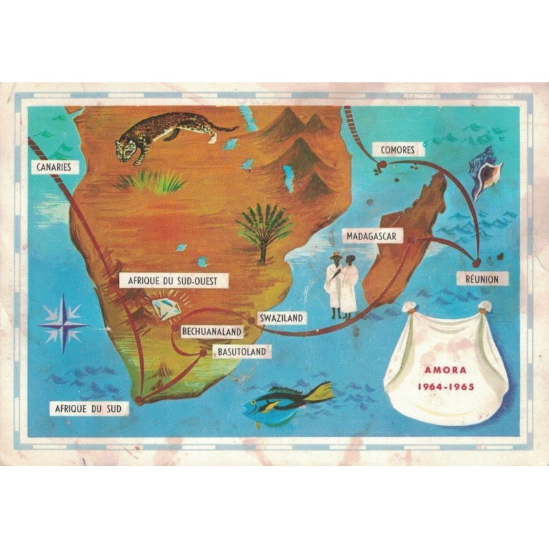 ESPAGNE - LES CANARIES - AMORA- PERIPLE EN AFRIQUE AUSTRALE - 1963/64 - ESCALE LAS PALMAS - COTE 30€ - TACHE.