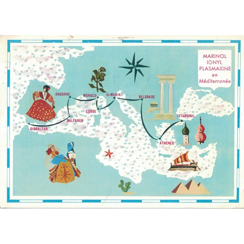 CROISIERE MEDITERRANEENNE - N°1 - GIBRALTAR - CARTE GEOGRAPHIQUE - PLASMARINE - IONYL - 1959-1960.