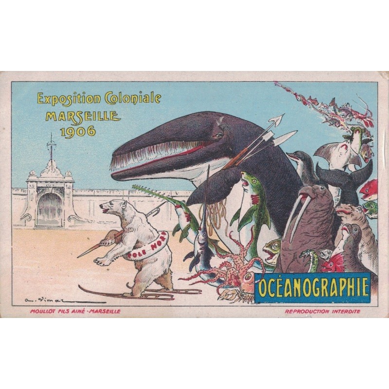 MARSEILLE - EXPOSITION COLONIALE MARSEILLE 1906 - OCEANOGRAPHIE - CARTE NON CIRCULEE.