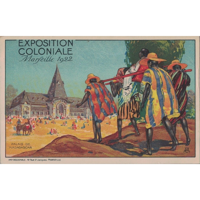 MARSEILLE - EXPOSITION COLONIALE MARSEILLE 1922 - PALAIS DE MADAGASCAR - CARTE NON CIRCULEE.