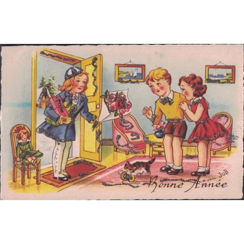 JUB - ILLUSTRATEUR - BONNE ANNEE - AVEC BRILLANT - CARTE NON CIRCULEE.