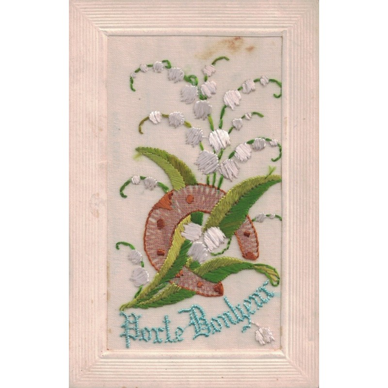 CARTE BRODEE - PORTE BONHEUR -  CARTE DATEE DE 1919.