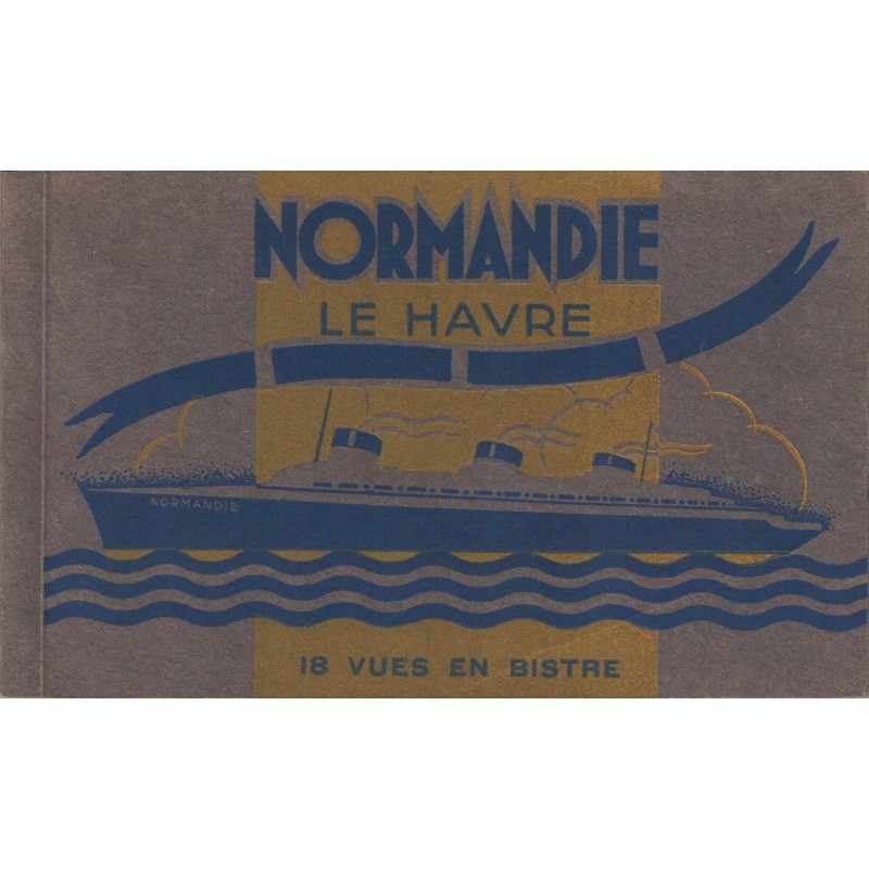 PAQUEBOT NORMANDIE - LE HAVRE - CARNET NEUF ET COMPLET DE 18 CARTES POSTALES.
