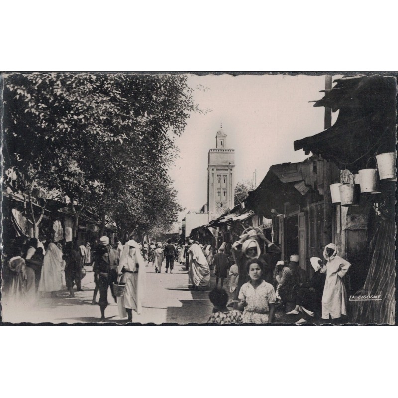 MAROC - FES - RUE DE LA MOSQUEE - LA MEDINA - ANIMATION - CARTE AVEC TEXTE.