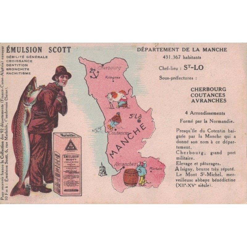 MANCHE - CARTE GEOGRAPHIQUE - PUB EMULSION SCOTT.