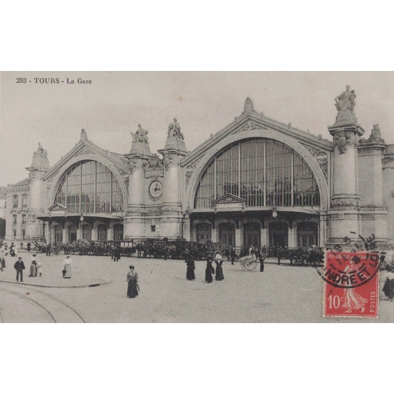 TOURS - LA GARE - ANIMATION - CARTE DATEE DE 1903.