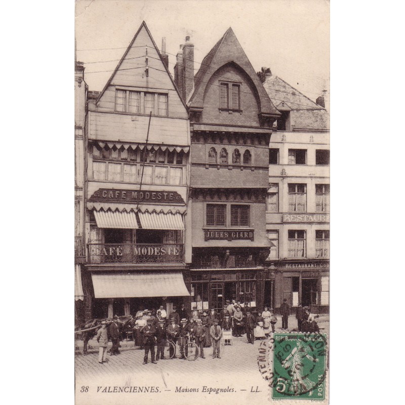 VALENCIENNES - MAISONS ESPAGNOLES - CARTE DATEE DE 1914.