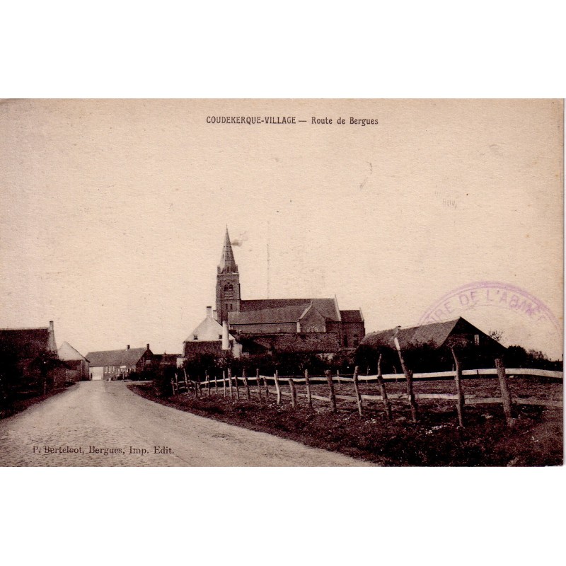 COUDEKERQUE - VILLAGE - ROUTE DE BERGUES - CARTE NON CIRCULEE.