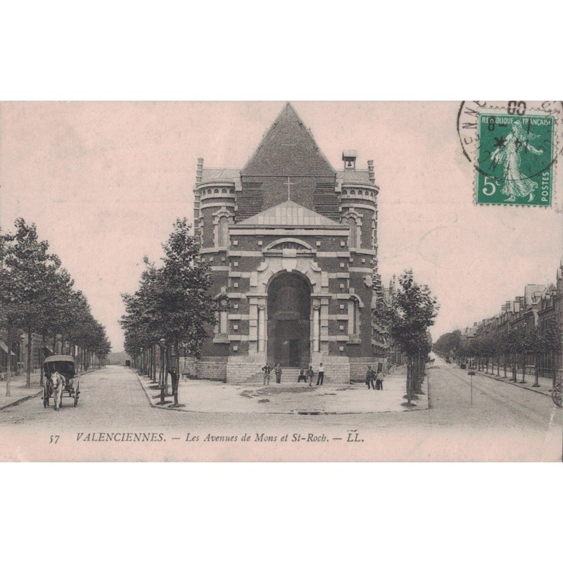 VALENCIENNES - LES AVENUES DE MONS ET ST ROCH - CARTE DATEE DE 1908.